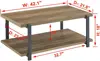 FOLUBAN Industrial Coffee Table with Shelf, Wood and Metal Rustic Cocktail Table for Living Room, Oak 2