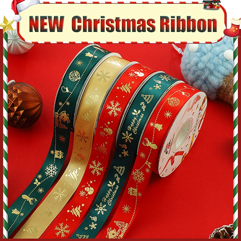 25Yards 25Mm Nastro Natalizio Stampato Nastro Dacron Natalizio Per Design Fatto A Mano Decorazione Natalizia Forniture Per Imballaggio Regalo Fai Da T