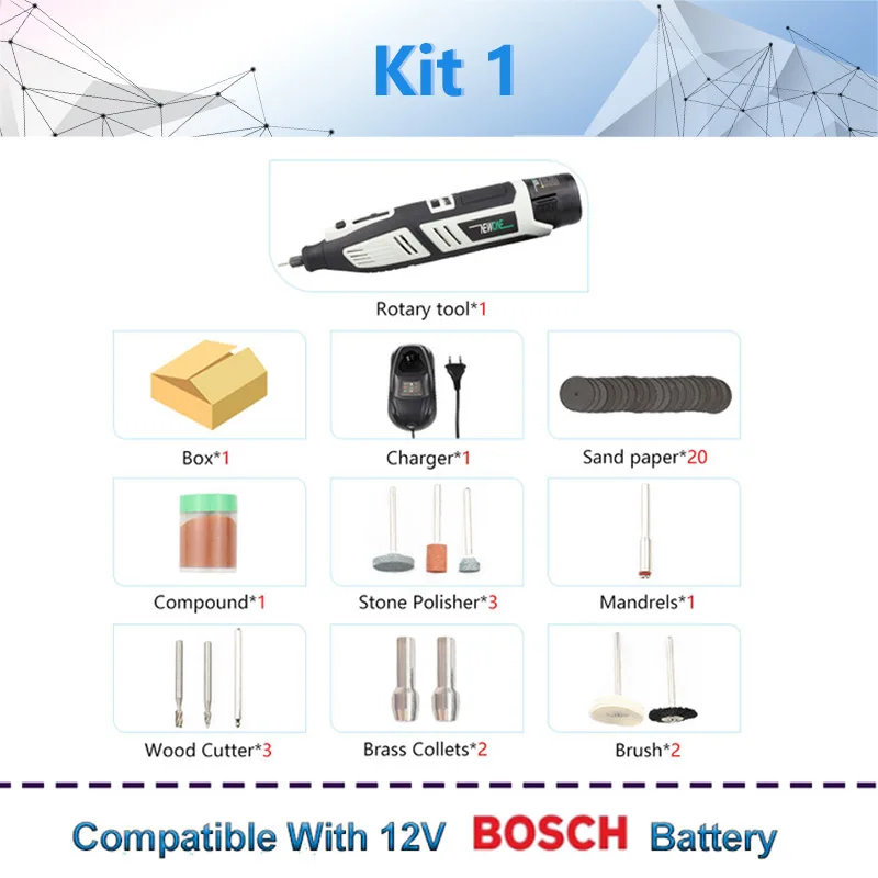 12V Lithium-Ion Cordless Rotary Tool Kit Electric Mini Drill with Six Speed  Adjustment portable Dremel Rotary Tool Fit on B*sch