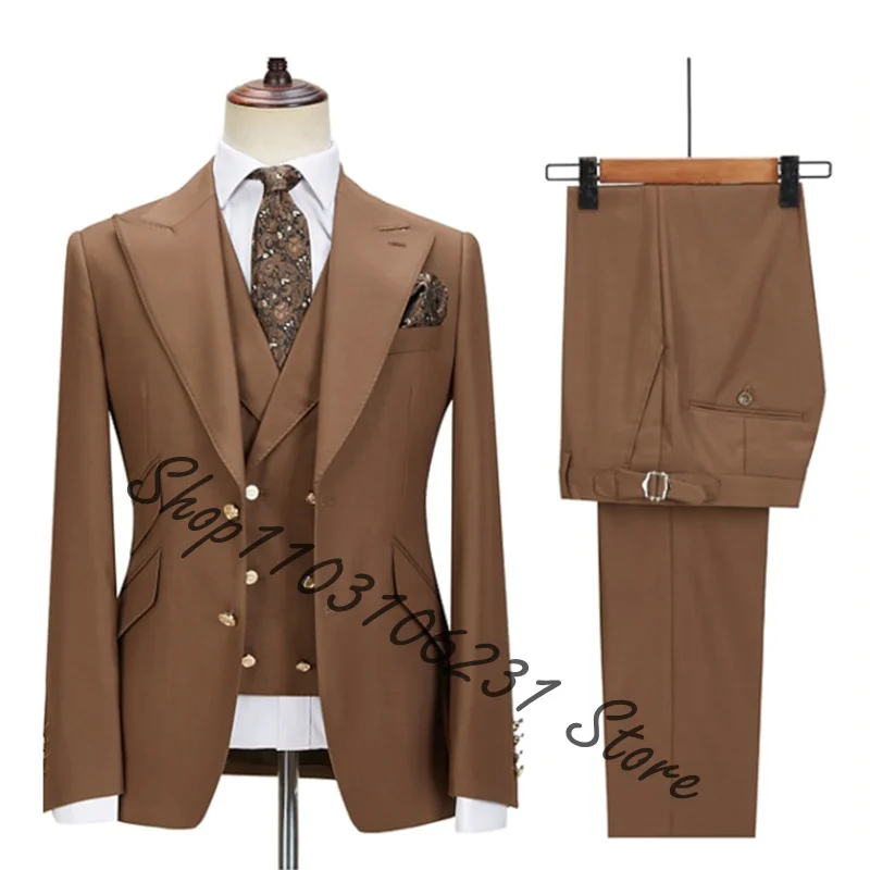 Navy Blue Men's Suit 3PCS Blazer Vest Pants Customized Business Jacket Formal Wedding Party Groom Tuxedos Terno Masculino