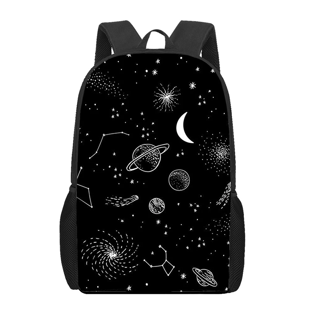 Black boutique art 3D Printed Book Bag Men 16 Inch Backpack For Teen Boys Kindergarten Bagpack Children Mochila