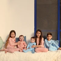 Barcali Modal soft pj family matching clothes kids boys girls baby pink and blue spring summer casual clothing