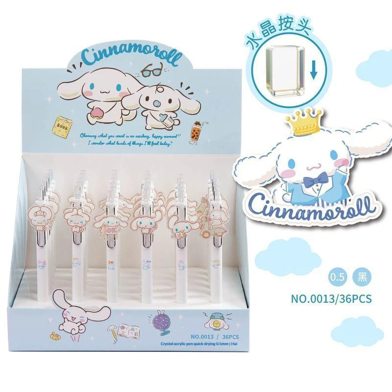 

36pcs/Box Sanrio Cinnamoroll Cartoon Press Pen Cute Student Girl Writing Stationery Good Looking Gel Pen Office School Supplies