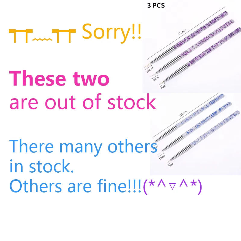 Description Picture 2 of item3Pcs Dual-ended Nail Brush Acrylic Nail Art Brushes Professional Gel Nail Polish Liner Flower Painting Drawing Manicure Tools