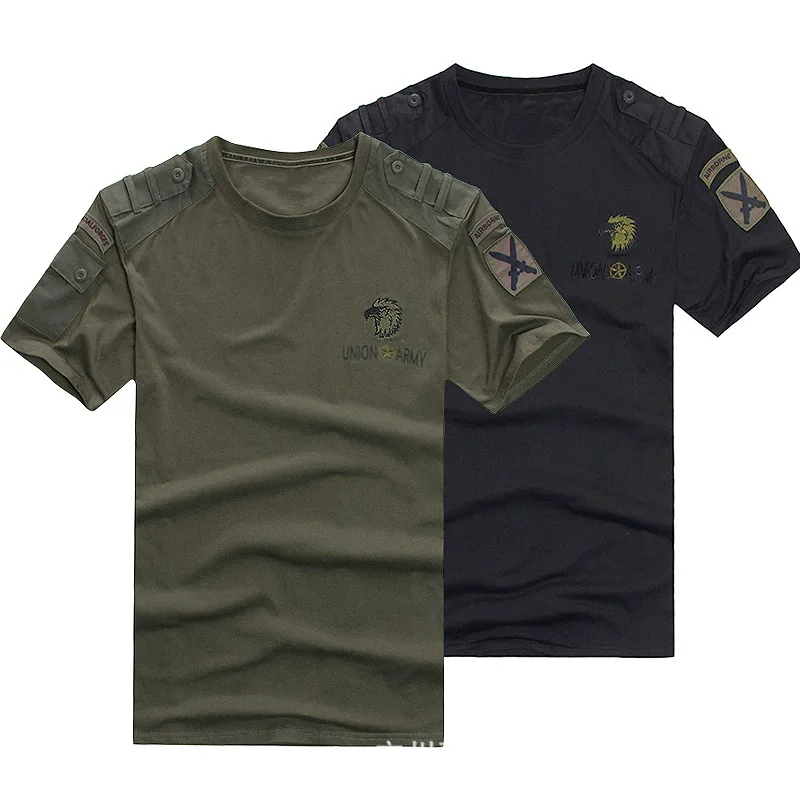 

Outdoor Sports Military Fans Short Sleeve T-shirt Male Summer Training Climbing Loose Cotton Breathable Tactical T Shirt Tops