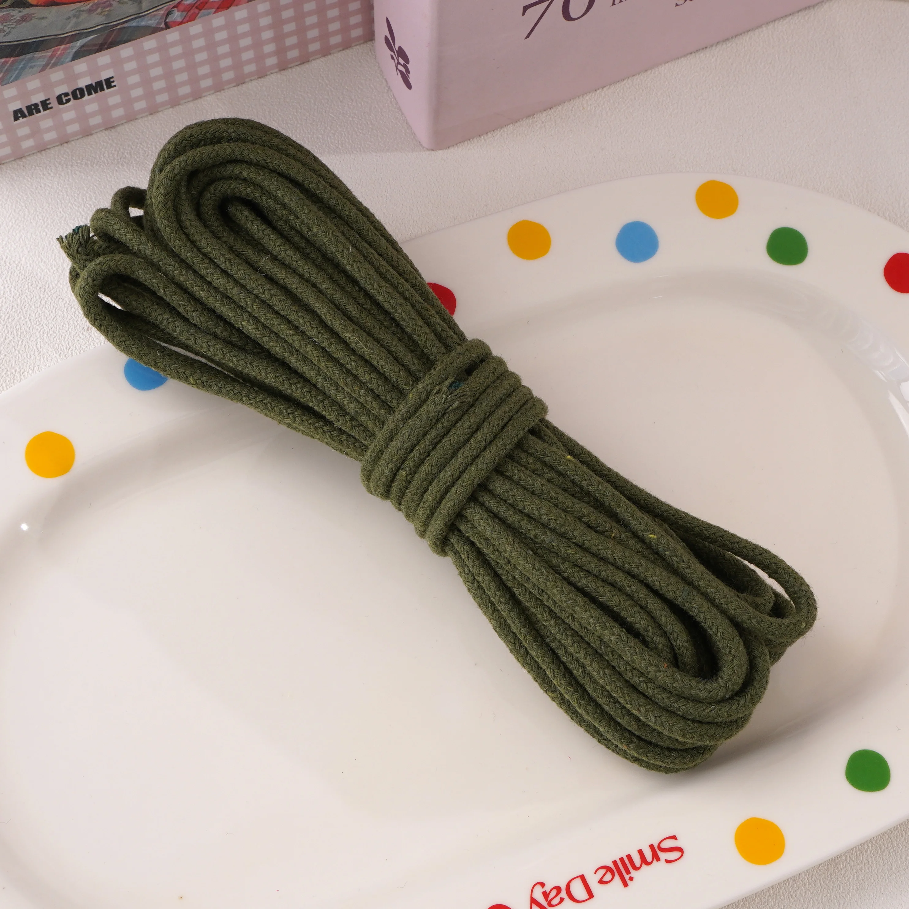 10-Meter Pack of 4mm Multi-Color Braided Cotton Rope for Crafts and Home Decor