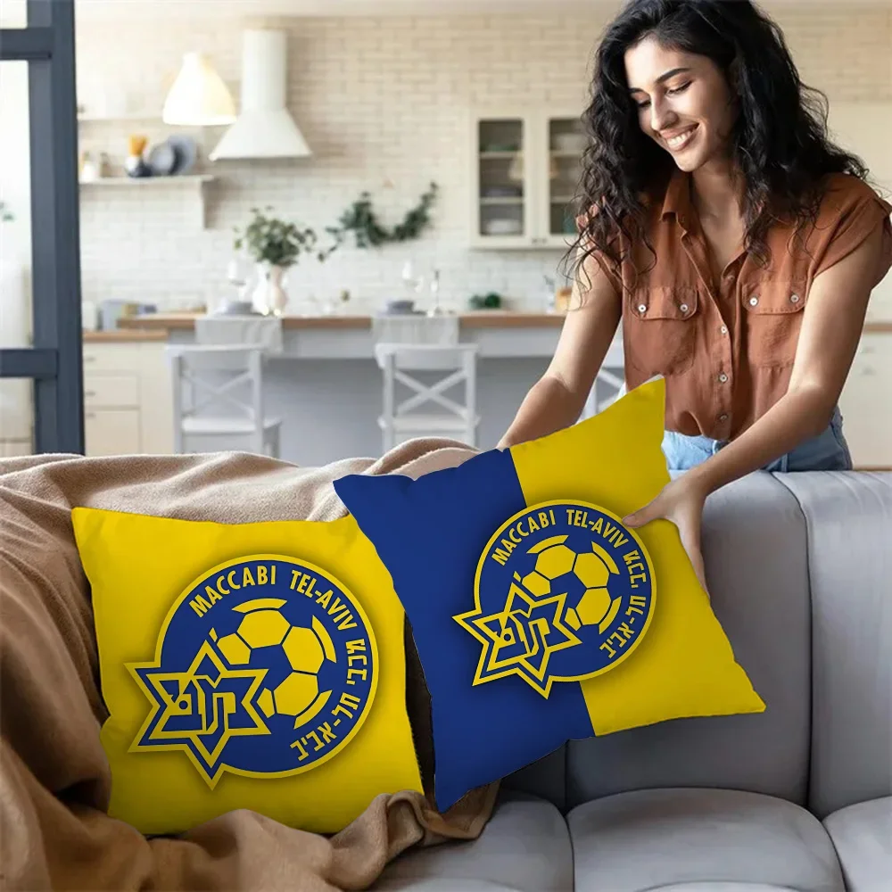 Pillow Covers Cartoon Maccabis Tel Aviv Sofa Decorative Double-sided Printing Short Plush Cushion Cover