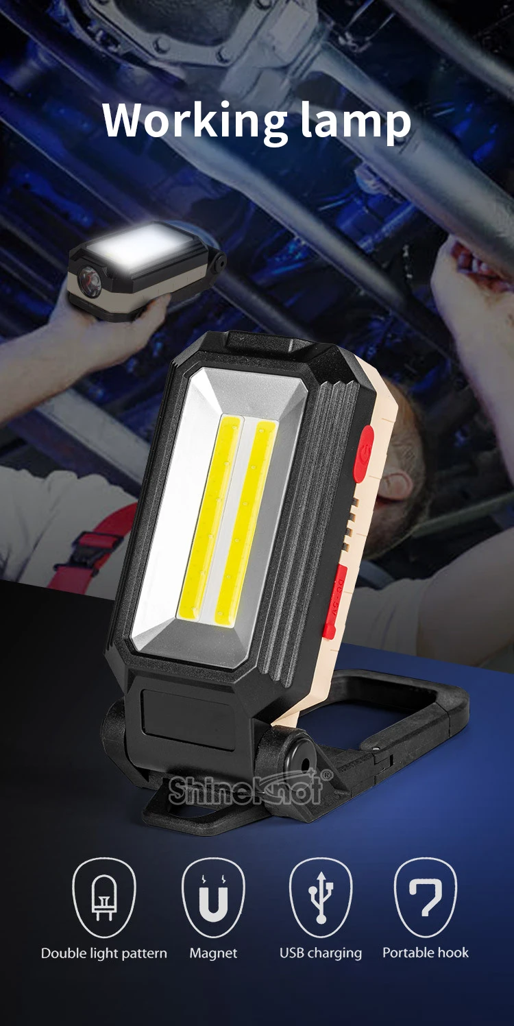 Description Picture 2 of itemPortable LED Work Light Rechargeable Red Flashing Emergency Lamp with Dual Bulb and Hook