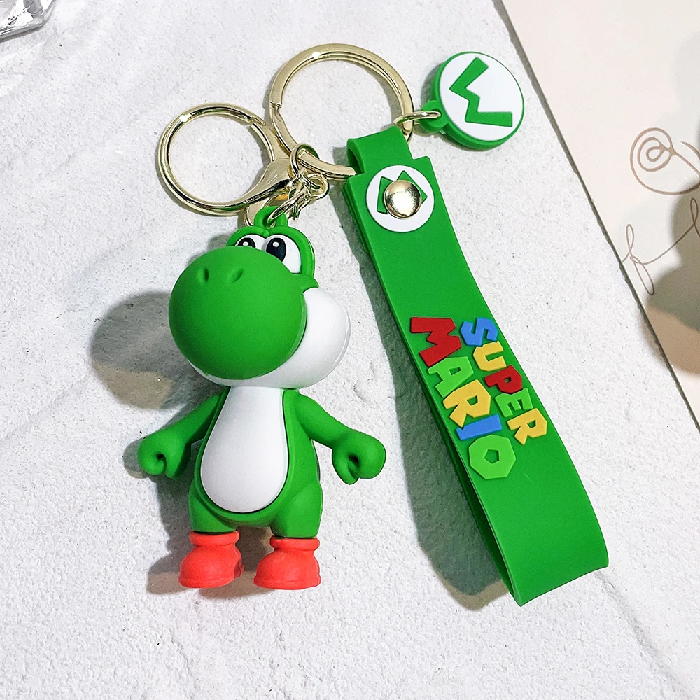 Game Super Mario Bros Keychain Cute Figure Yoshi Peach Mario Silicone  Pendant Keyring Car Backpack Key Holder Decoration Jewelry