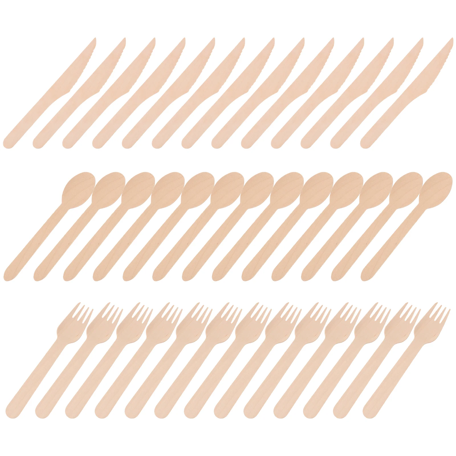 100pcs Wooden Tableware Forks Spoons Cutters Set Disposable Wood Cutlery Utensils Tableware Supplies for Dinner Camping BBQ