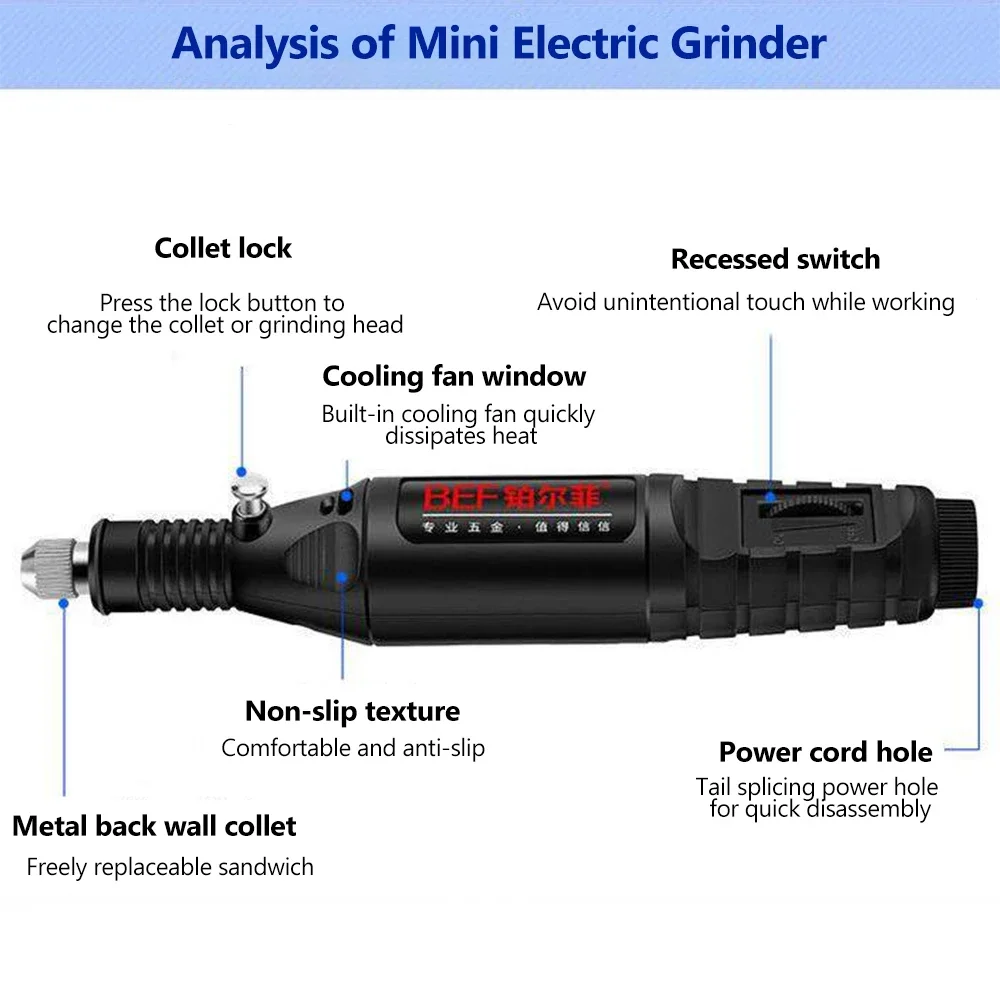 

Drill Polishing Speed Engraving Grinding Rotary Pen Tool Bit Variable Mini Milling Electric