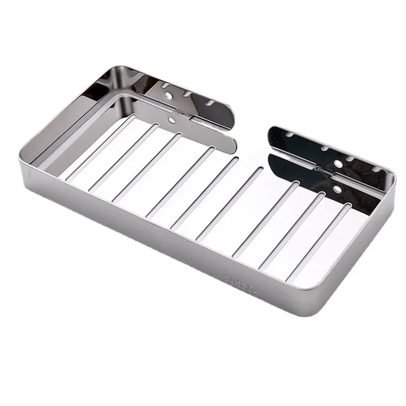 1 Set of Stainless Steel Wall Mounted Soap Rack Bathroom Storage Container Extended Household Soap Rack Square Shower Soap Tray