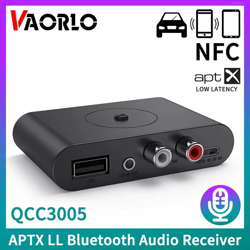 

QCC3005 Bluetooth аудио приемник APTX APTX-LL 3,5 мм AUX R/L RCA USB u-диск с микрофоном Настольный HIFI стерео музыкальный беспроводной адаптер