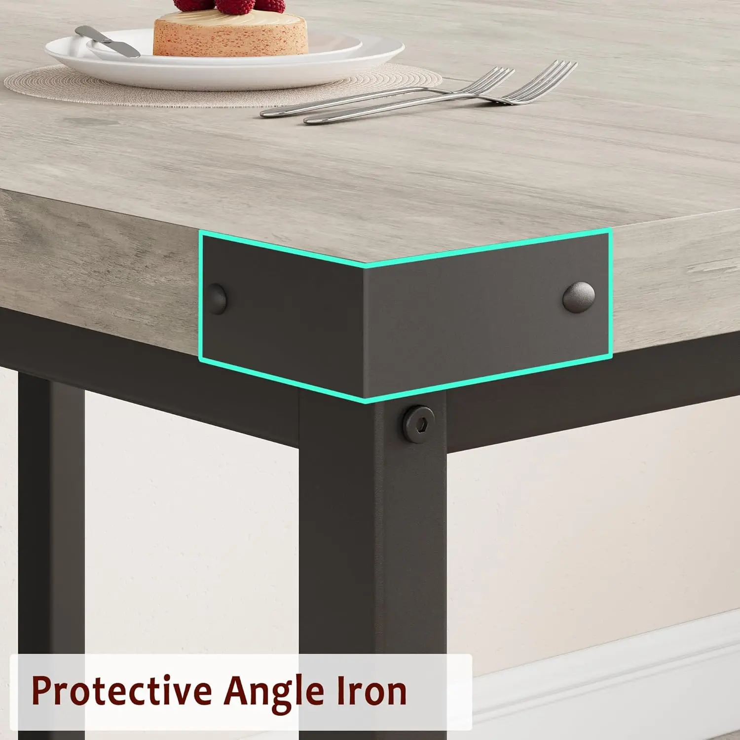 new-63" Extendable Dining Room Table Set with 2 Upholstered Benches, 3 Piece Large Rectangle Kitchen Table Set with Metal Frame