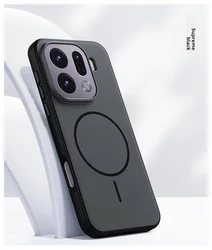 OPPO Find X9 Pro Magnetic Wireless Charging Protective Case - Hard Silicone Skin Back Cover - OPPO Find X9 (Black)