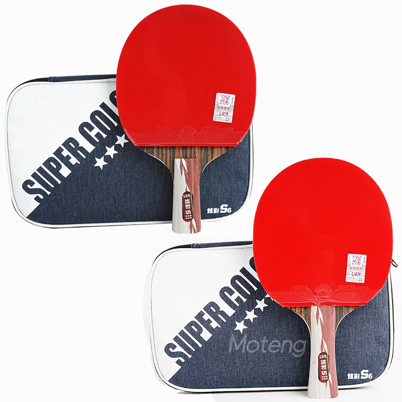 729 amitié Super couleur 6 étoiles raquette de Tennis de Table lame de  carbone professionnelle ping-pong Paddle caoutchouc élastique haut avec sac