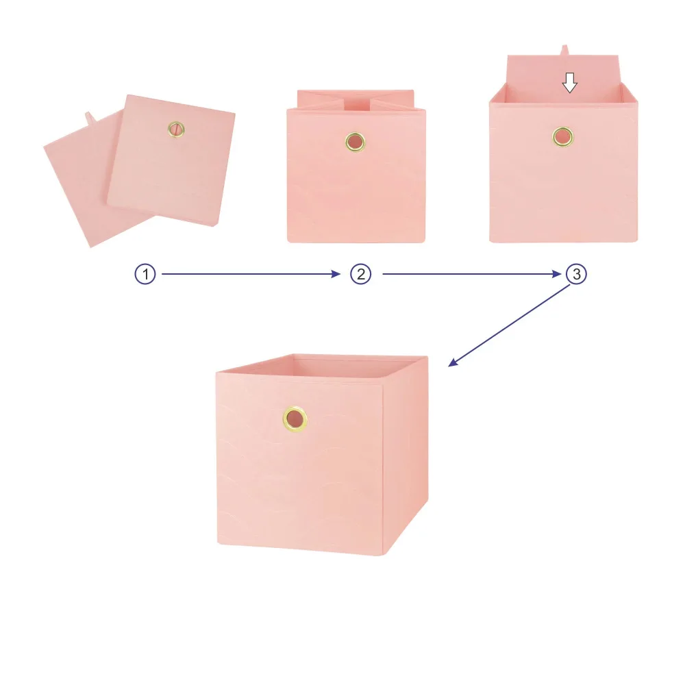 Mainstays Collapsible Quilted Fabric Cube Storage Bins (10.5" x 10.5"), 4 Pack, Pink Blush 4