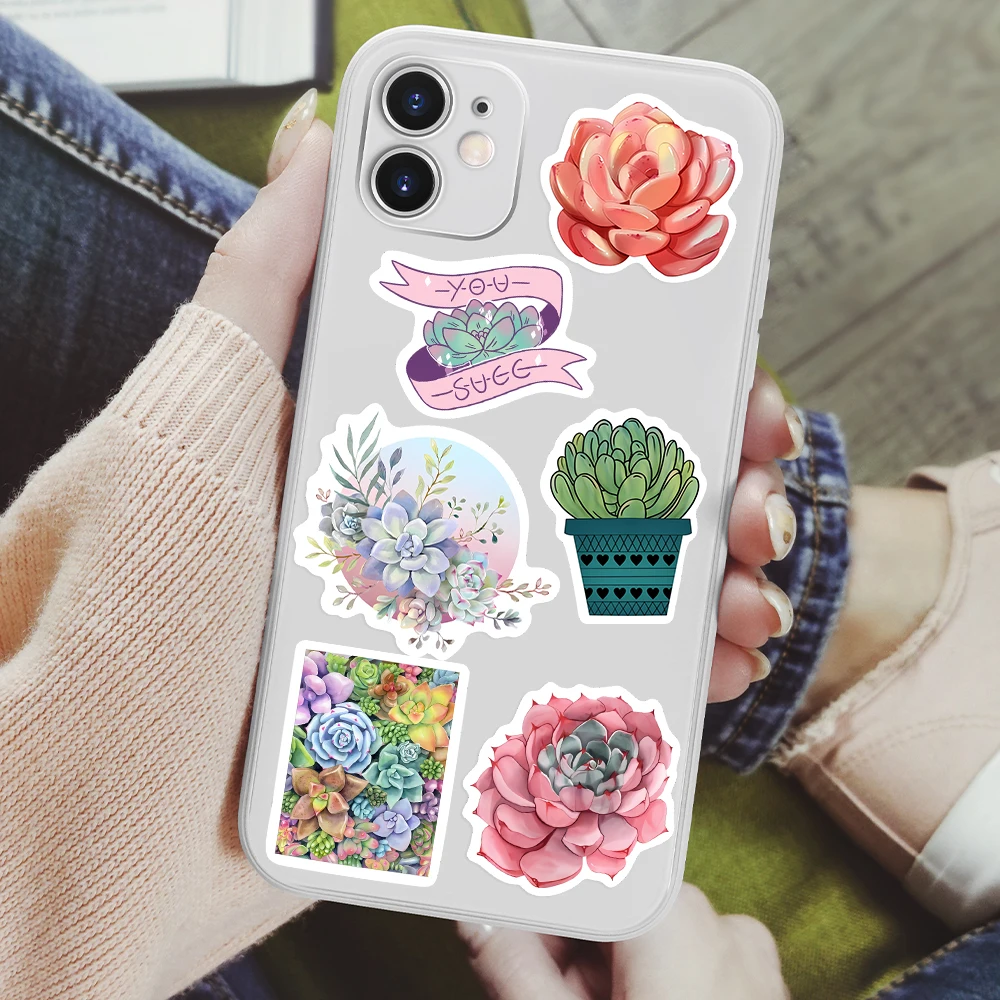 Cute Succulent Potted Stickers DIY Kids Toys Gift Decorative Decal for Scrapbook Laptop Phone Luggage Bottles Waterproof