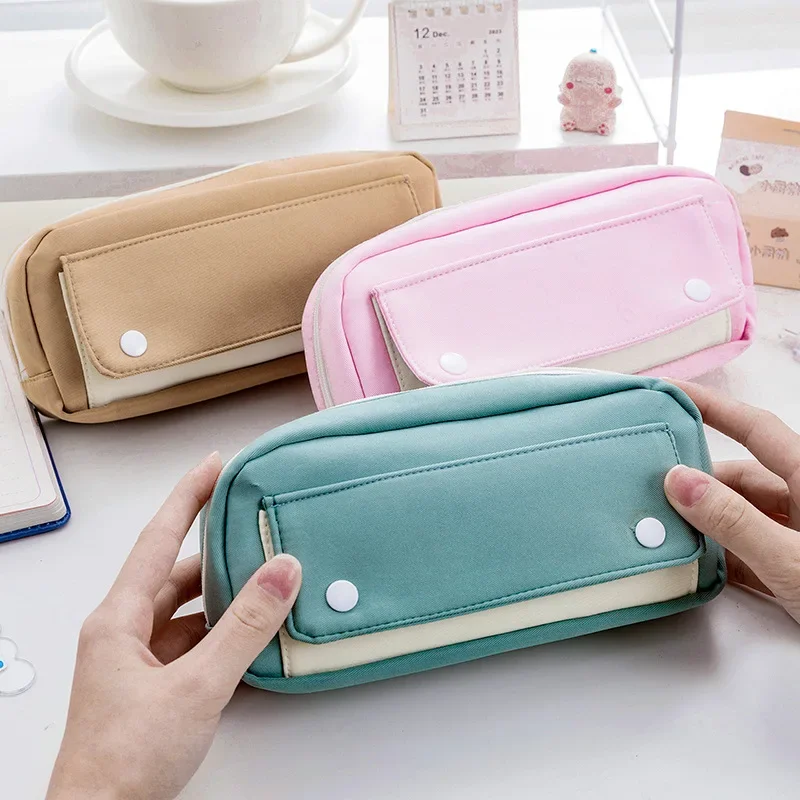 

Simple Design Pencil Bag Corduroy Pencilcase INS Style Large Capacity Pen Bag Student Stationery Organizer Pencil Case