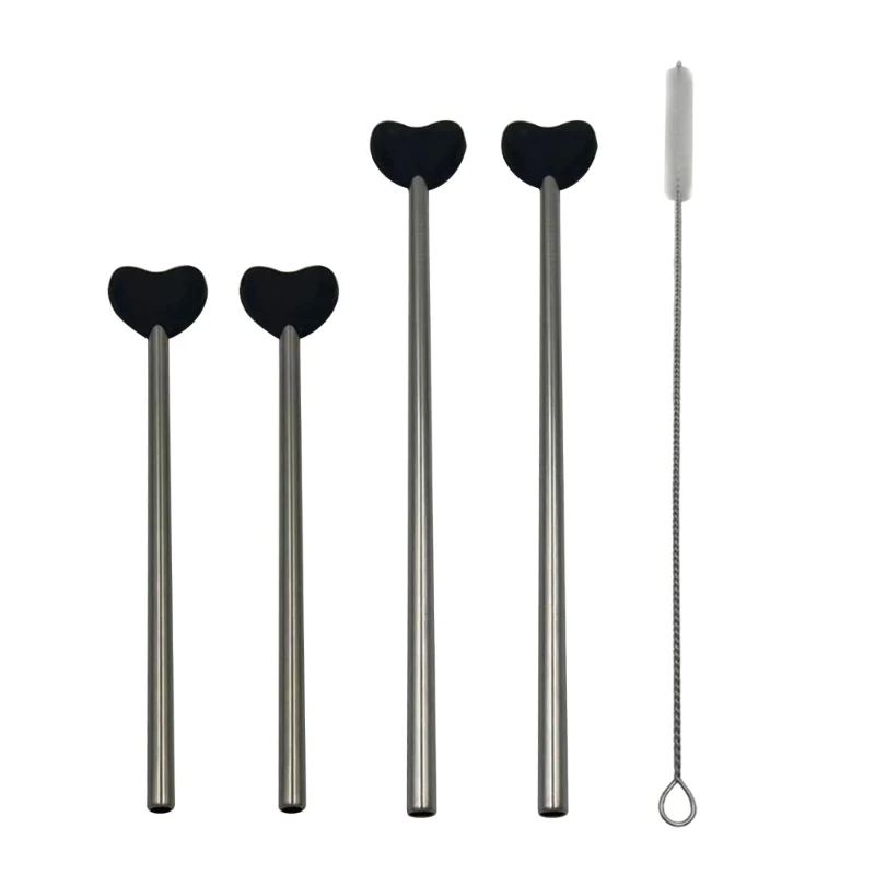 

Lip Health Solution Practical Metal Sipping Straw with Heart Enhancement