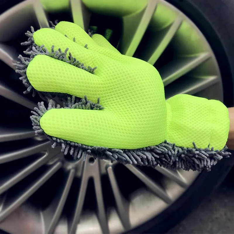 Chenille Car Wash Gloves Microfiber Wipe Car Sponge Scratch Free Wash Cleaning Coral Velvet Double-Sided Cleaning Tool