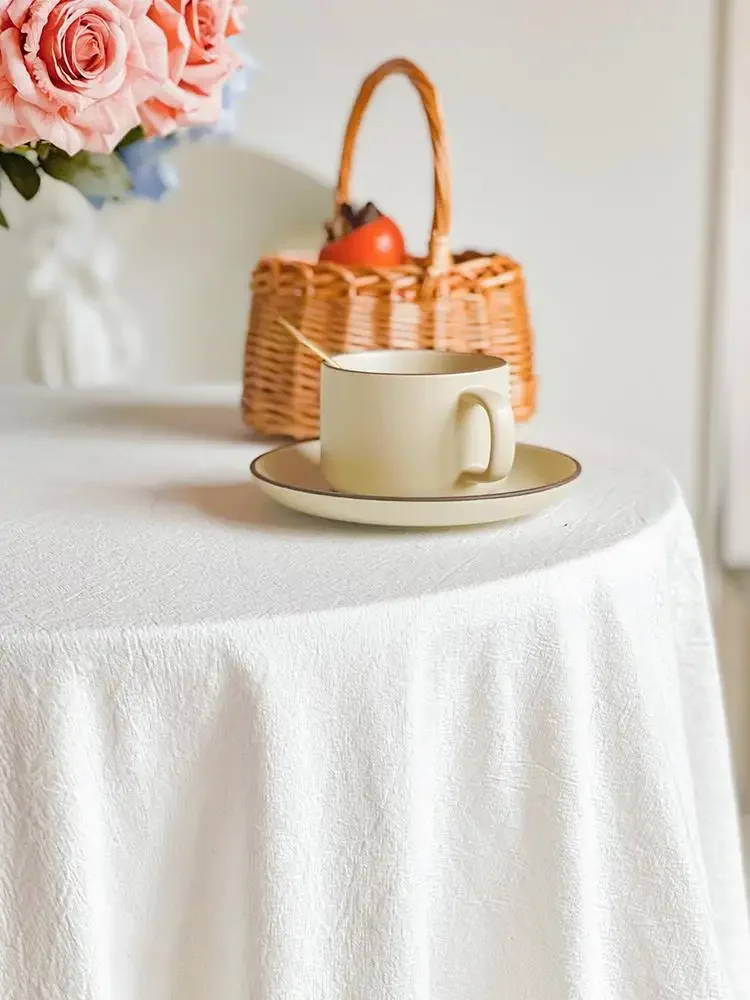 100% Cotton Round Table Cloth Washable Vintage Ruffle Tablecloth For Wedding Party Dining Banquet Decor Living Room Table Cloth