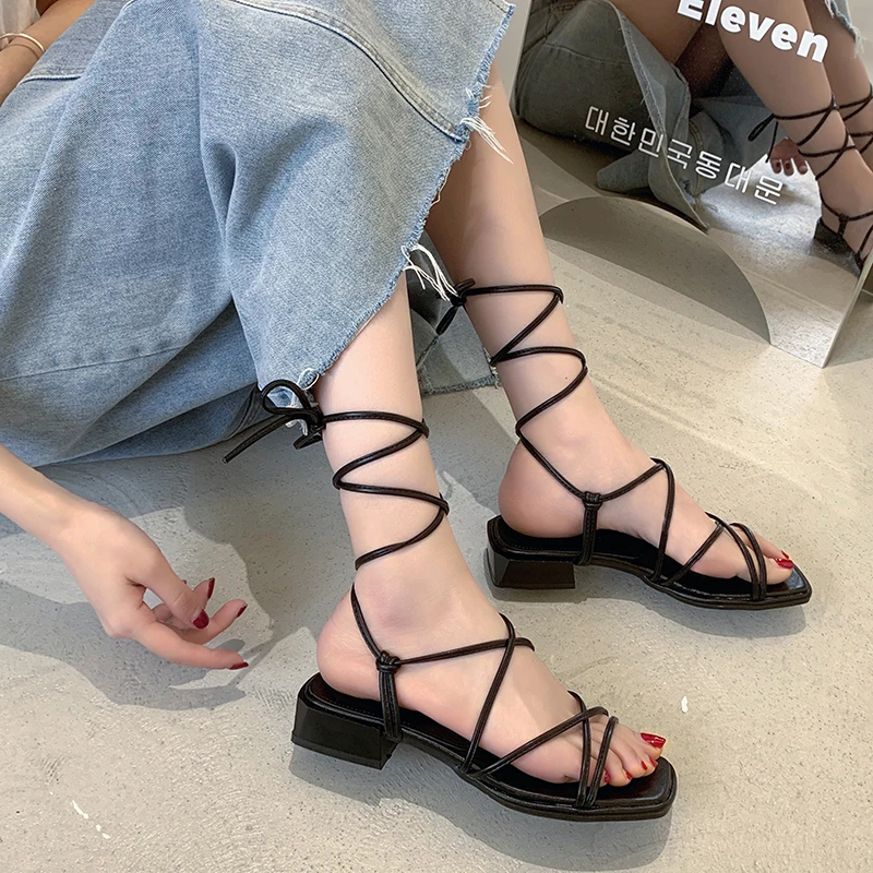 

Vintage Platform Sandals 2022 Summer New French Low Heel Shoes Sandals Women Comfortable Beach Sandals Zapatos De Mujer