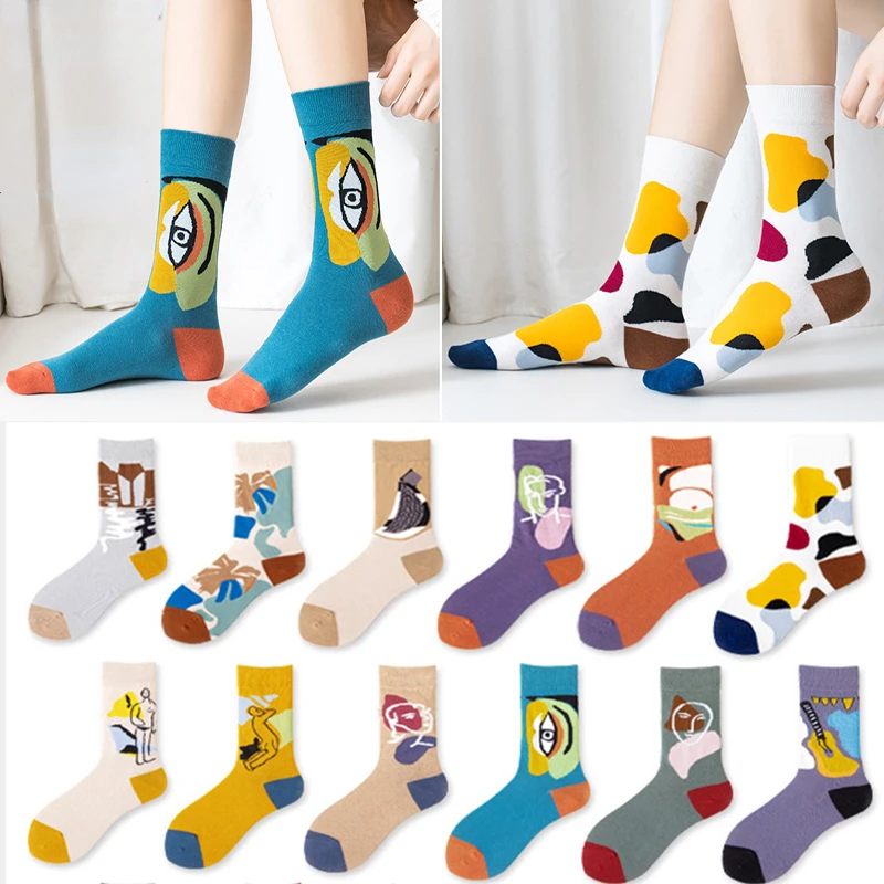 

Trendy cartoon socks original hand-painted street graffiti pattern neutral street all-match socks