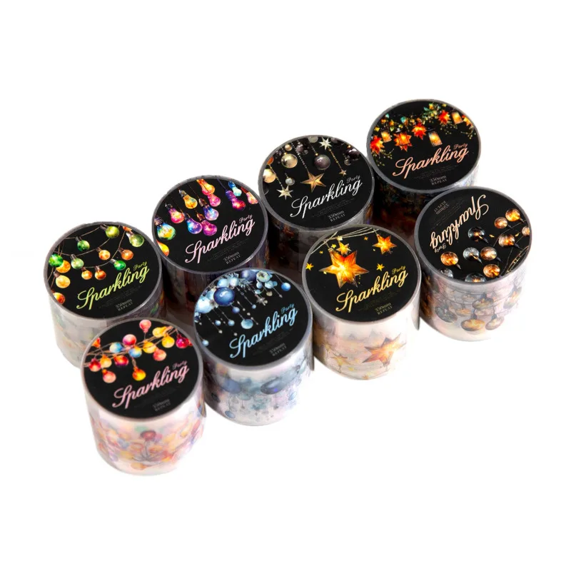Flash lighting themed Gold Foil Vintage Washi Tape Set Decorative Masking Tapes for Scrapbooking Journaling Album Arts Crafts