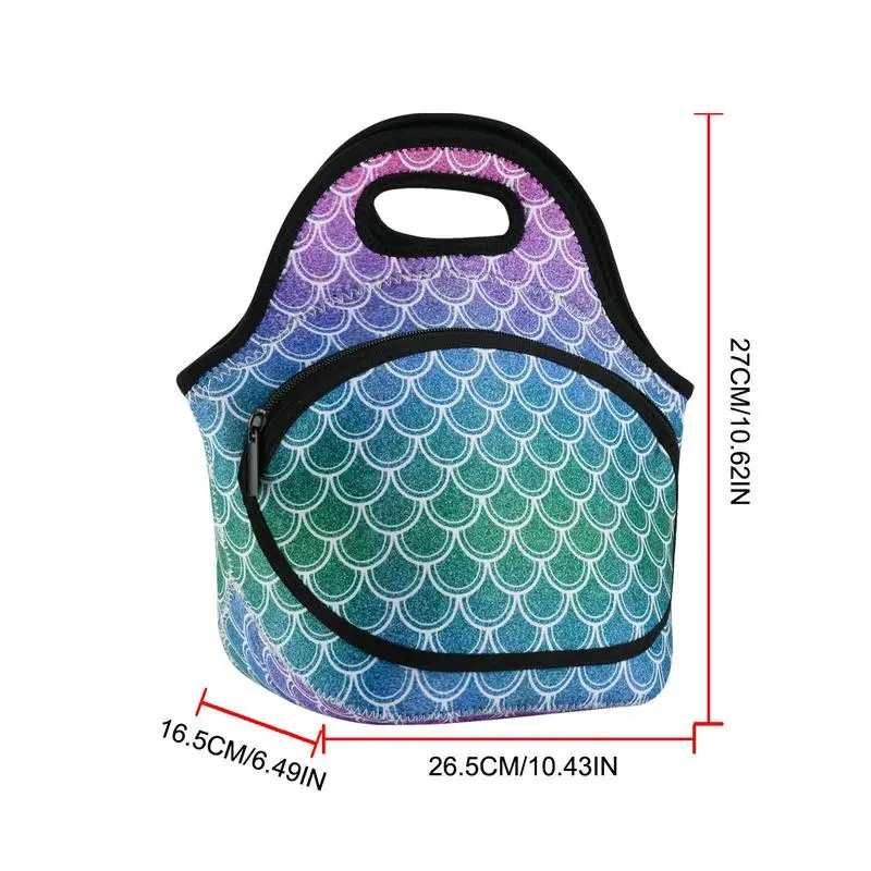 Lunch Bag Women Printed Lunch Box Pouch Insulated Kids Bag Adults Neoprene Tote Pouch For Various Food Hot Sale
