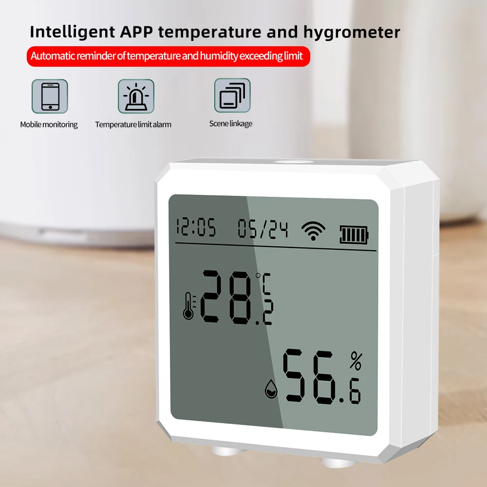 

Tuya Smart Home Zigbee Temperature and Humidity Sensor Indoor LCD Digital Display Smart Life APP Control Work With Alexa Google