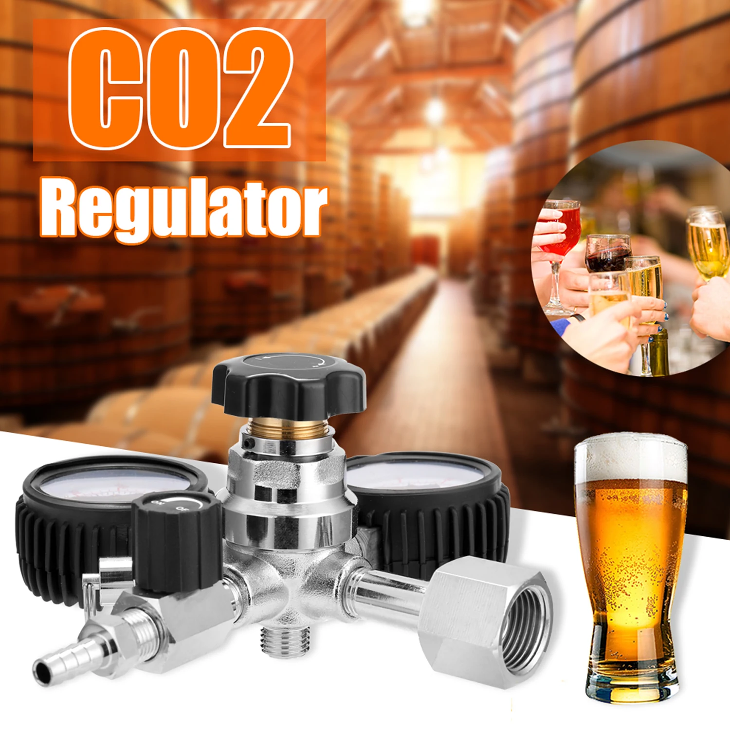 Description Picture 2 of itemBeer CO2 Keg Regulator Safety Pressure Relief Valve 0-3000 PSI Tanks Pressure Double Gauges CO2 Reaction Control System