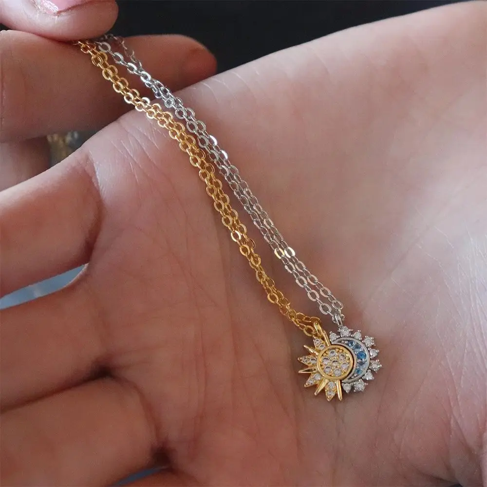 Sun and Moon Magnetic Necklace Sun Moon Sunshine and Moonlight Necklace Gold Sun Valentine's Day Couple Jewelry
