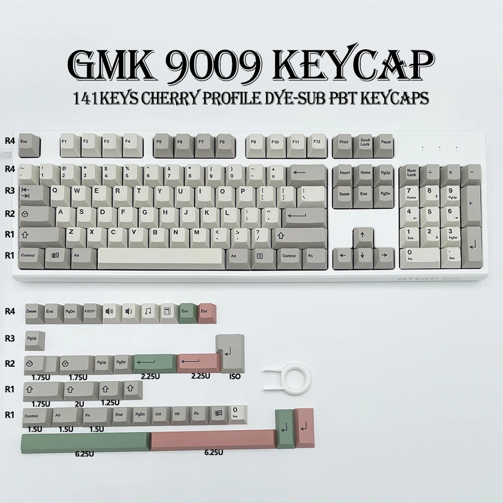 Gmkfans-jogo Mecânico Teclado Personalizado Keycaps Grupo Pbt Keycap Perfil Cereja Retro Iso 141 Caps Chave Faça Você Mesmo Dye-sub 9009