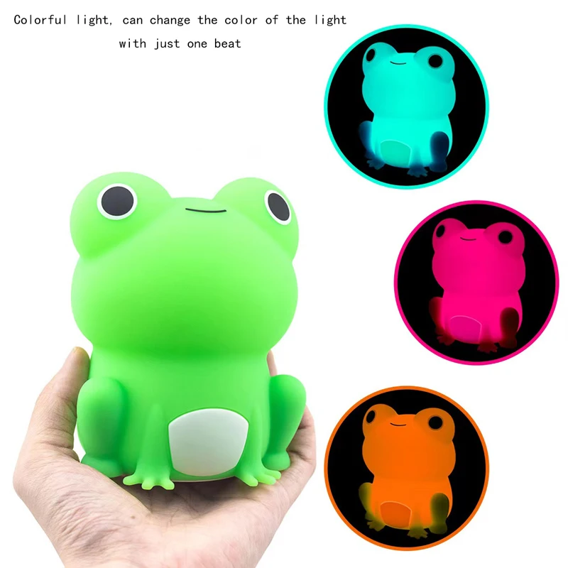 Qiqi Frog Silicone Lamp USB Charging Multi Mode Dimming Timer Night Light Children's Gift LED Sleep Companion Patting Light
