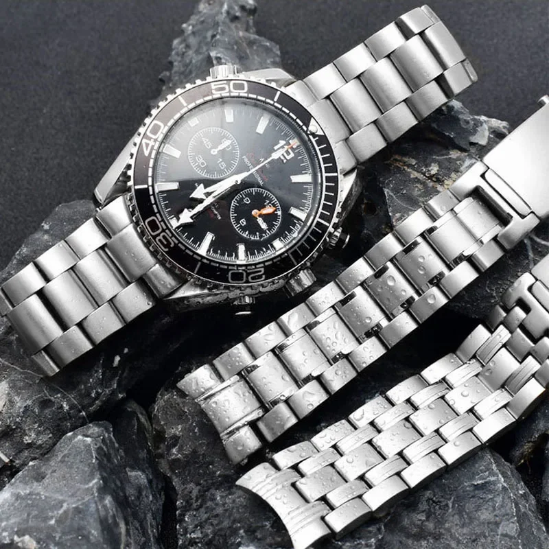 18mm 20mm 22mm Quality 316L Silver Stainless steel Watch Bands Strap For omega seamaster speedmaster planet ocean Belt
