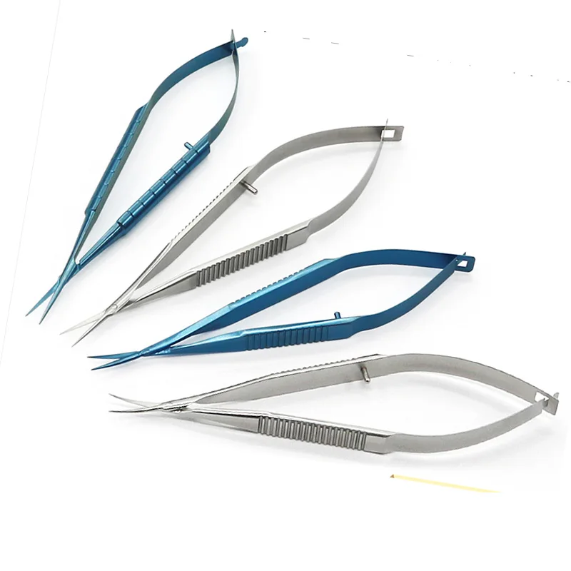 Corneal Scissors Titanium Alloy Ophthalmic Instrument Tool Straight Pointed Curved Tip Stainless Steel Microsurgery Scissors