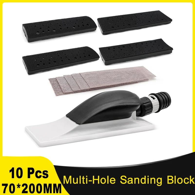 70&times;200MM Hand Multi-Hole Sanding Block Kit 10Pcs Dust Extraction Grip Face Block for Dust-Free Wood Polishing Car Detailing sandpaper tools