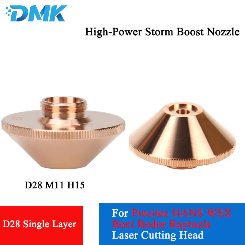 

High-Power Storm Boost Laser Cutting Nozzle D28 H15 M11 Single Layer For Precitec/WSX/HANS/Boci/Bodor/Raytools Cutting Head