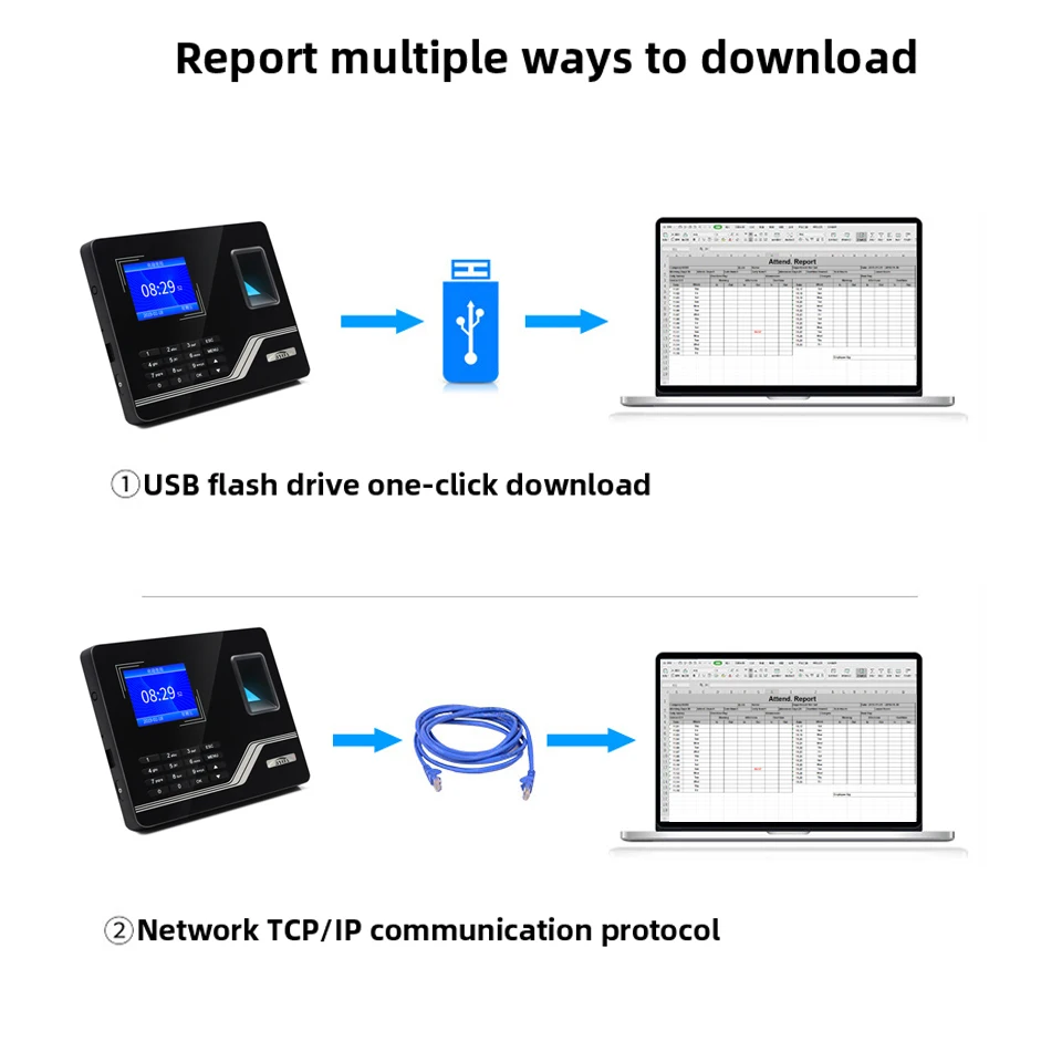 생체 인식 출석 시스템 지문 인식 출입 통제 USB TCPIP 사무실 시간 기록기 직원 기록기