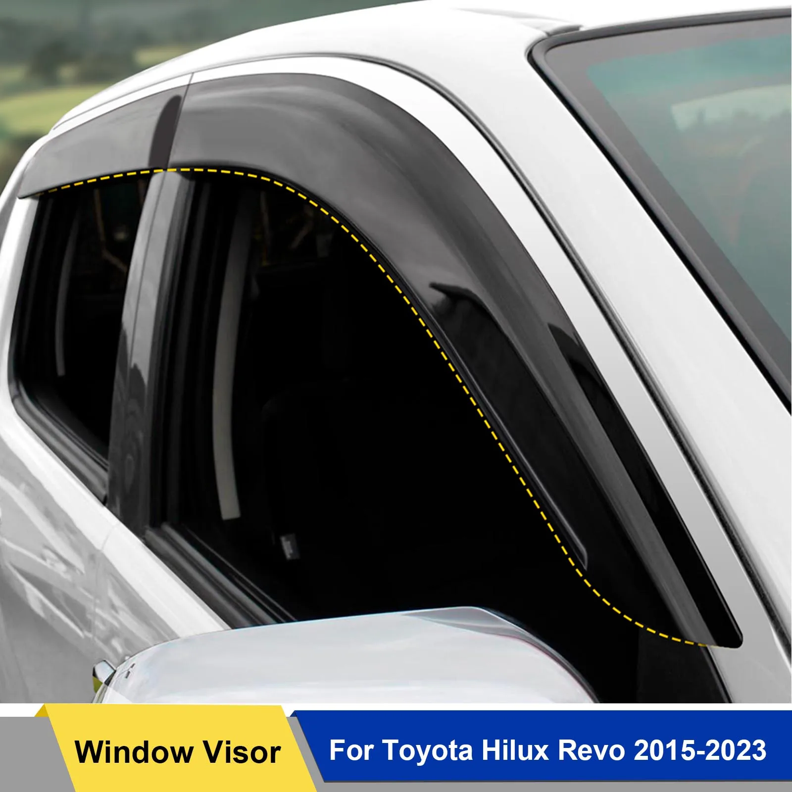 

Weather Shields Window Visors Sun Rain Guard For Toyota Hilux 2015 2016 2017 2018 2019 2020 2021 2022 2023 Double Cabin