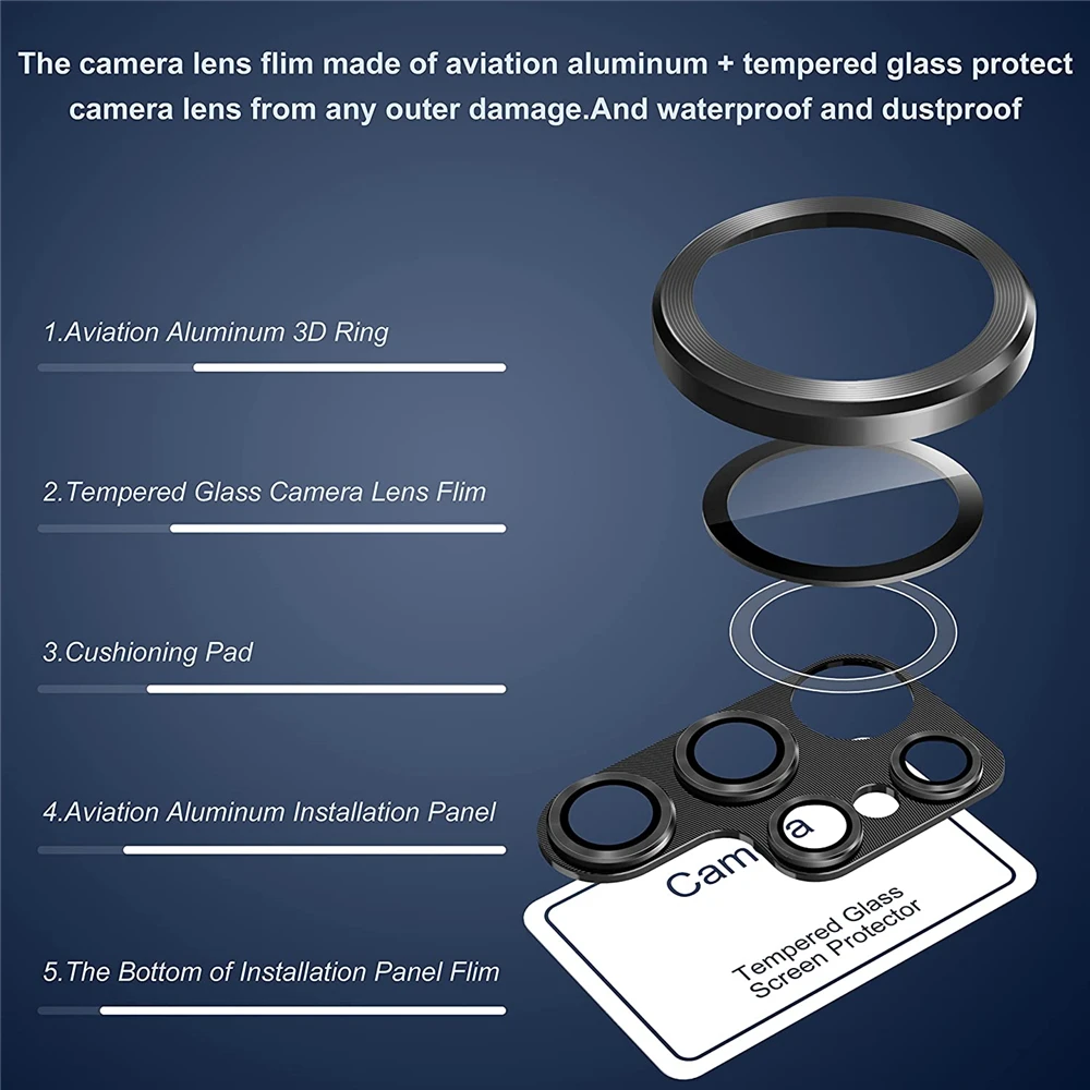 Luxury Aluminum Alloy Metal Camera Protector with Glass Lens Protective Film