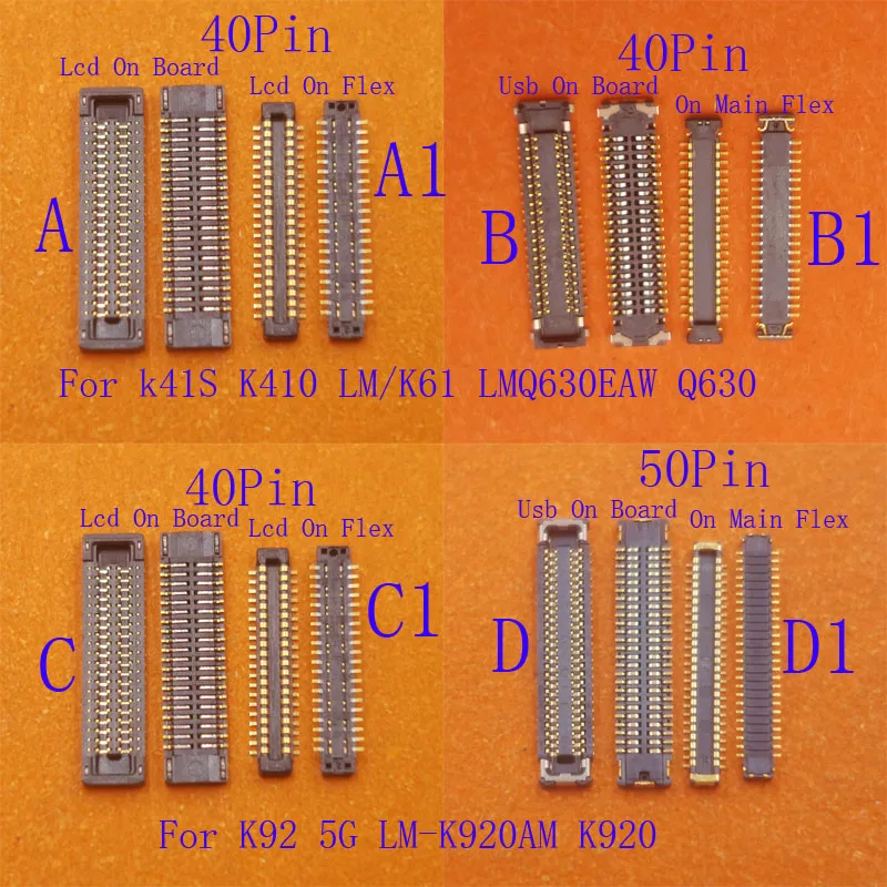 

2-10Pcs LCD Display Screen Usb Charger Charing Flex FPC Connector Plug For LG k41S K410 K61 Q630 K92 5G K920 LM-K920 40 50 Pin