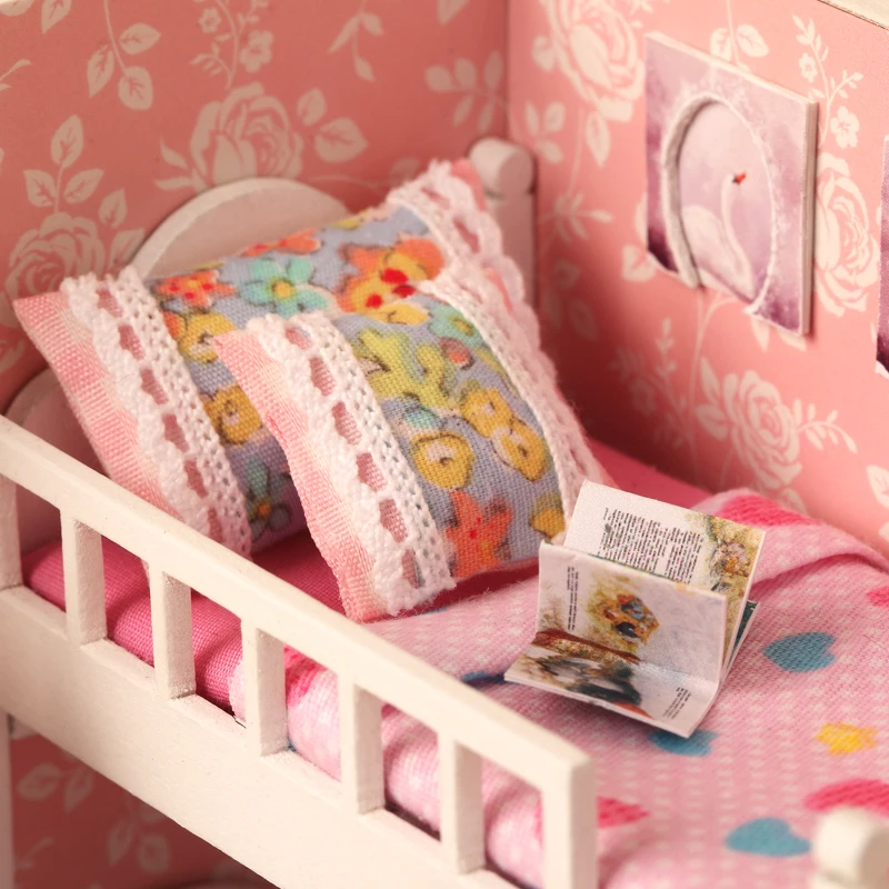 Cutebee DIY House Miniature Kit Wooden Miniature Doll Houses With Furniture LED Lights for Children Birthday Gift 3