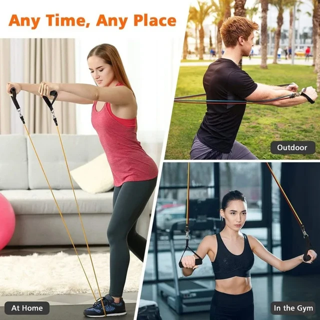 Premium Adjustable Elastic Resistance Bands with 5 Levels of Rubber Resistance for Intense Full Body Workout - Versatile Gym Equ 3