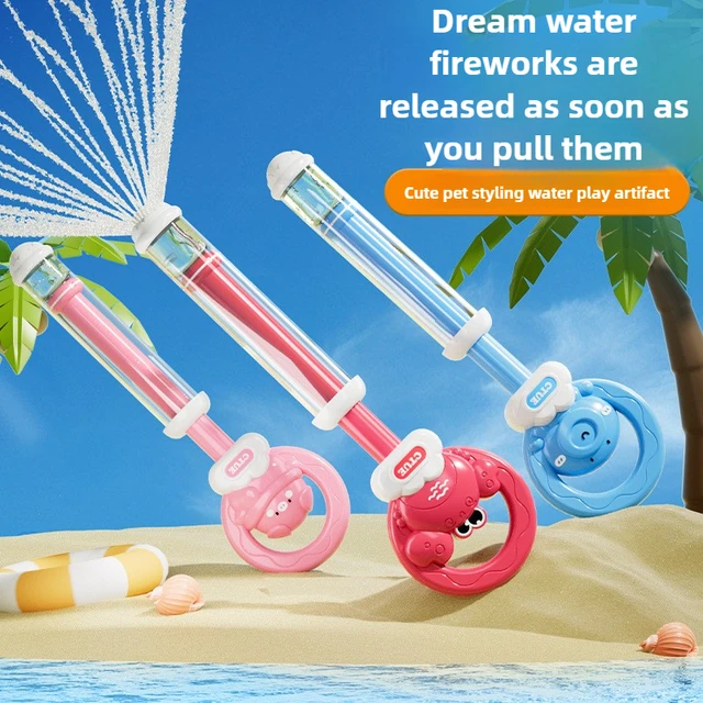 High Capacity Pull Push Water Blaster with Firework Spray Kids Water Cannon for Outdoor Summer Fun Multiplayer Splash Battle Toy 2