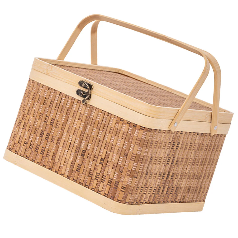 

Egg Storage Basket Portable Picnic Small Woven With Handle Baskets Decorative Boxes Lids Bamboo Weaving
