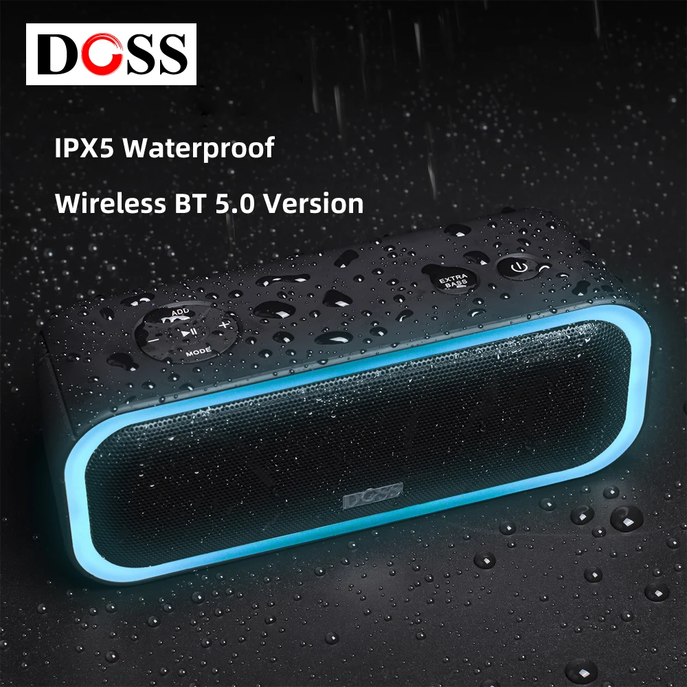 DOSS Wireless Speaker Bluetooth 5.0 SoundBox Pro Portable IPX5 Waterproof Music Sound Box 20W Stereo Enhanced Bass TWS Speakers