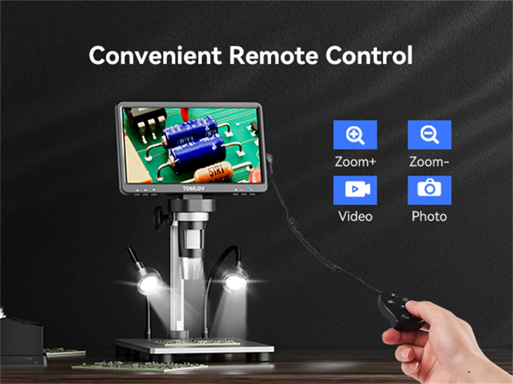 TOMLOV Digital USB Microscope DM9 1200X 1080P LCD Video Microscope for Adult Electronica Soldering PC View Coin Magnifier 4