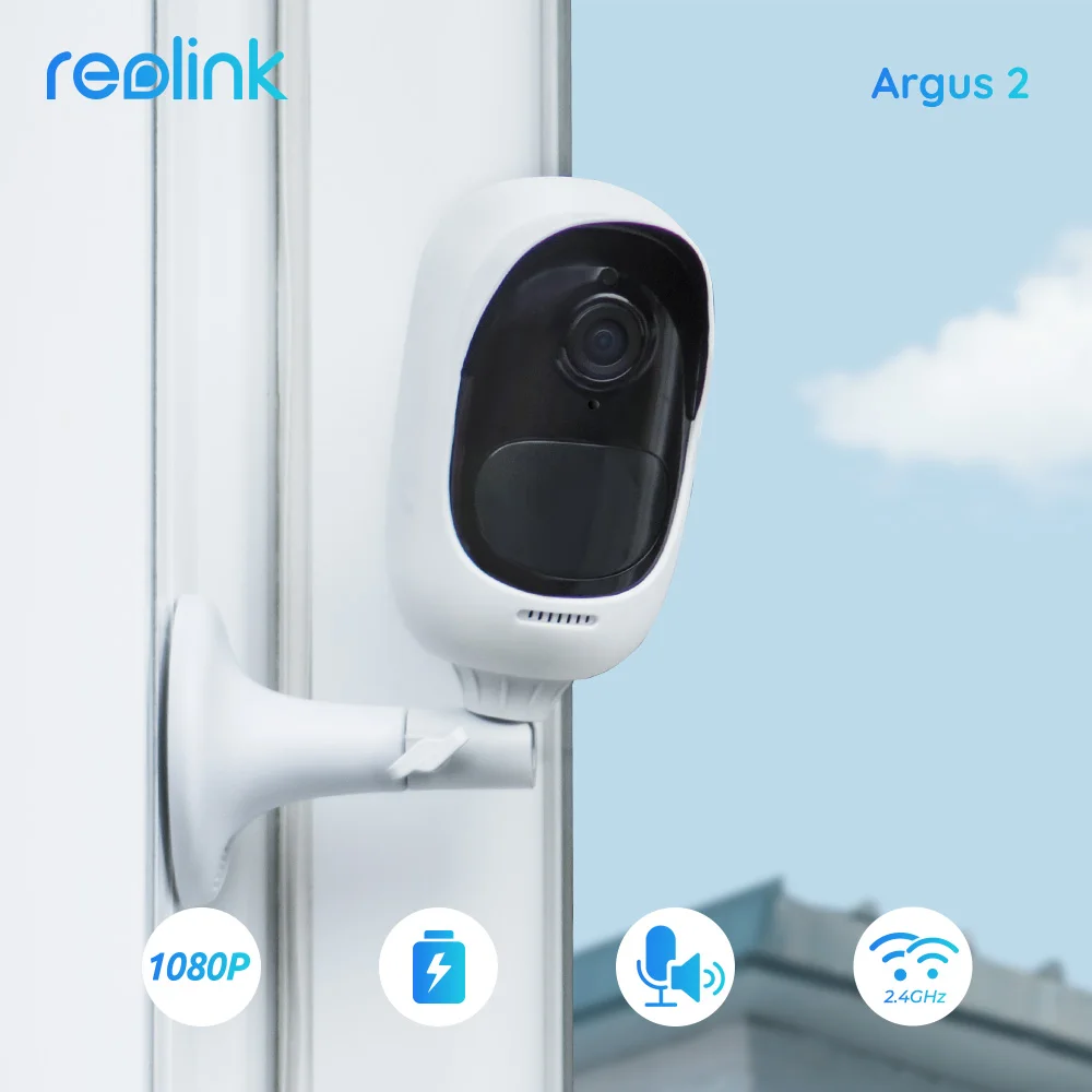 Reolink Argus2E+panneau solaire blanc HD Vidéos en accéléré WiFi Batterie Caméra 